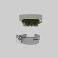 Modern Round Coffeeshop Bar Counter With Hanging Green Herbs And Bar Stools