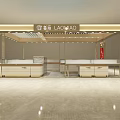 LAOMIAO Booth Design With Glass Display Counters Golden Frame And Lighting 3d model