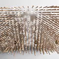 Unique Modern Golden Chandelier With Radiating Metal Rods And Decorative Balls