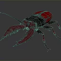 Red Insect Creature With Large Sharp Pincers And Black Red Exoskeleton On Dark Background 3d model