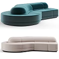 Modern Curved Multi Person Sofa In Teal And Beige Upholstered Design 3d model