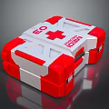 Portable Red And White First Aid Kit With Red Cross Medical Emergency Supplies