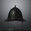 Ancient Metal Weapon Helmet With Spiked Top And Riveted Brim Design