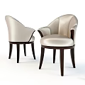 Elegant Modern Armchair With Ivory Upholstery And Dark Brown Wooden Legs