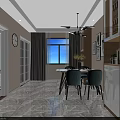 Modern Living and Dining Room Interior With TV Stand Chandelier Sofa Coffee Table And Plants