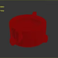 Sculpted Red Circular Mechanical Component With Protruding Parts And Smooth Glossy Surface