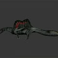 Spinosaurus Dinosaur Model With Gray Green Body Red Sail And Standing Pose
