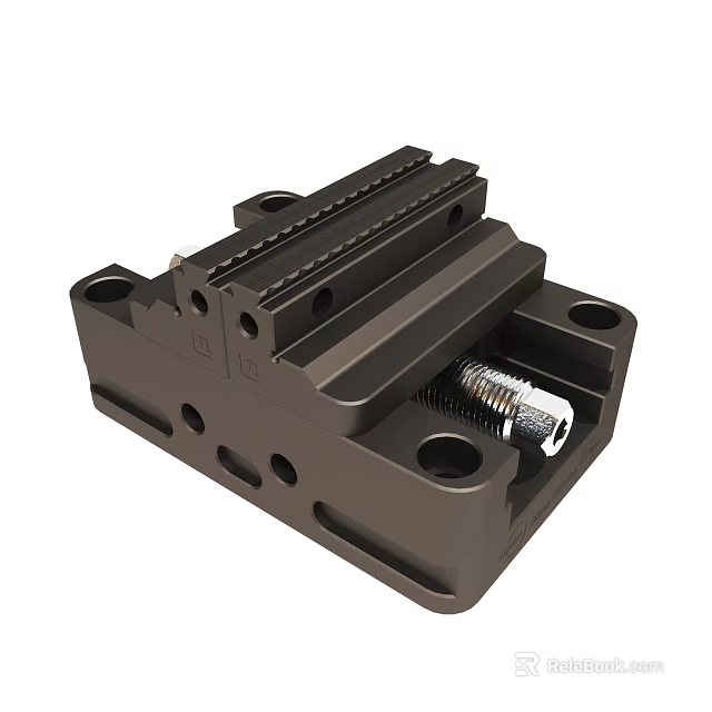Mechanical Metal Component With Slots Holes And Screw Mechanism Design 3d model 