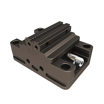 Mechanical Metal Component With Slots Holes And Screw Mechanism Design 3d model