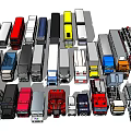 Various Car Types and Models in Different Colors Including Trucks and Vans 3d model