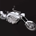 Custom Vintage White Motorcycle With Chrome Details Exposed Engine And Classic Wheels