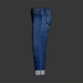 Stylish Blue Straight Leg Jeans With Cuffed Hem For Casual Fashion Wear