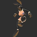 Black Rabbit 3D Character With Pink NY Top And Jumping Pose Design