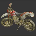 White and Red Off-Road Motorcycle With Black Seat Red Graphics And Off-Road Tires