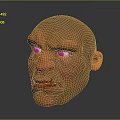 3D Character Head Model With Wrinkled Skin Green Eyes And Red Lips
