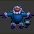 Game Movie Character With Blue Outfit White Fur Collar Red Face Purple Boots Holding Lantern 3d model