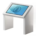 Two Interactive Information Kiosks with Touchscreen Displays and Speech Bubble Icons 3d model