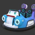 Colorful Kids Bumper Car With Blue Purple Body Steering Wheel And Neon Lights