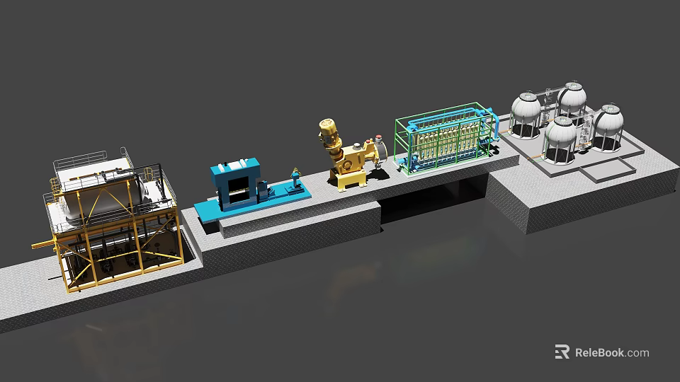 Industrial Equipment Processing System Featuring Mechanical Units Storage Tanks And Platform Structures 3d model 