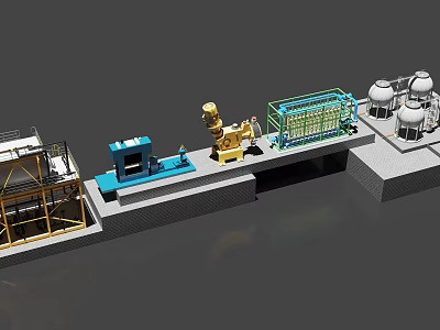 Industrial Equipment Processing System Featuring Mechanical Units Storage Tanks And Platform Structures 3d model