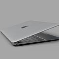 silver gray apple laptop 3d model