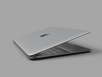 silver gray apple laptop 3d model