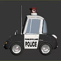 Cartoon Style Police Car Model With Siren Light Megaphone Gray White Body