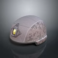 Military Tactical Helmet With Camouflage Pattern Mesh Texture And Yellow Insignia Design