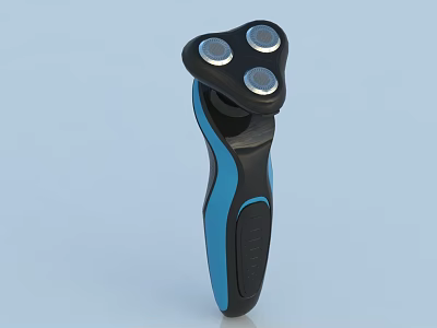 Modern Electric Shaver Bathroom Accessory With Three Rotating Blades And Black Blue Handle 3d model