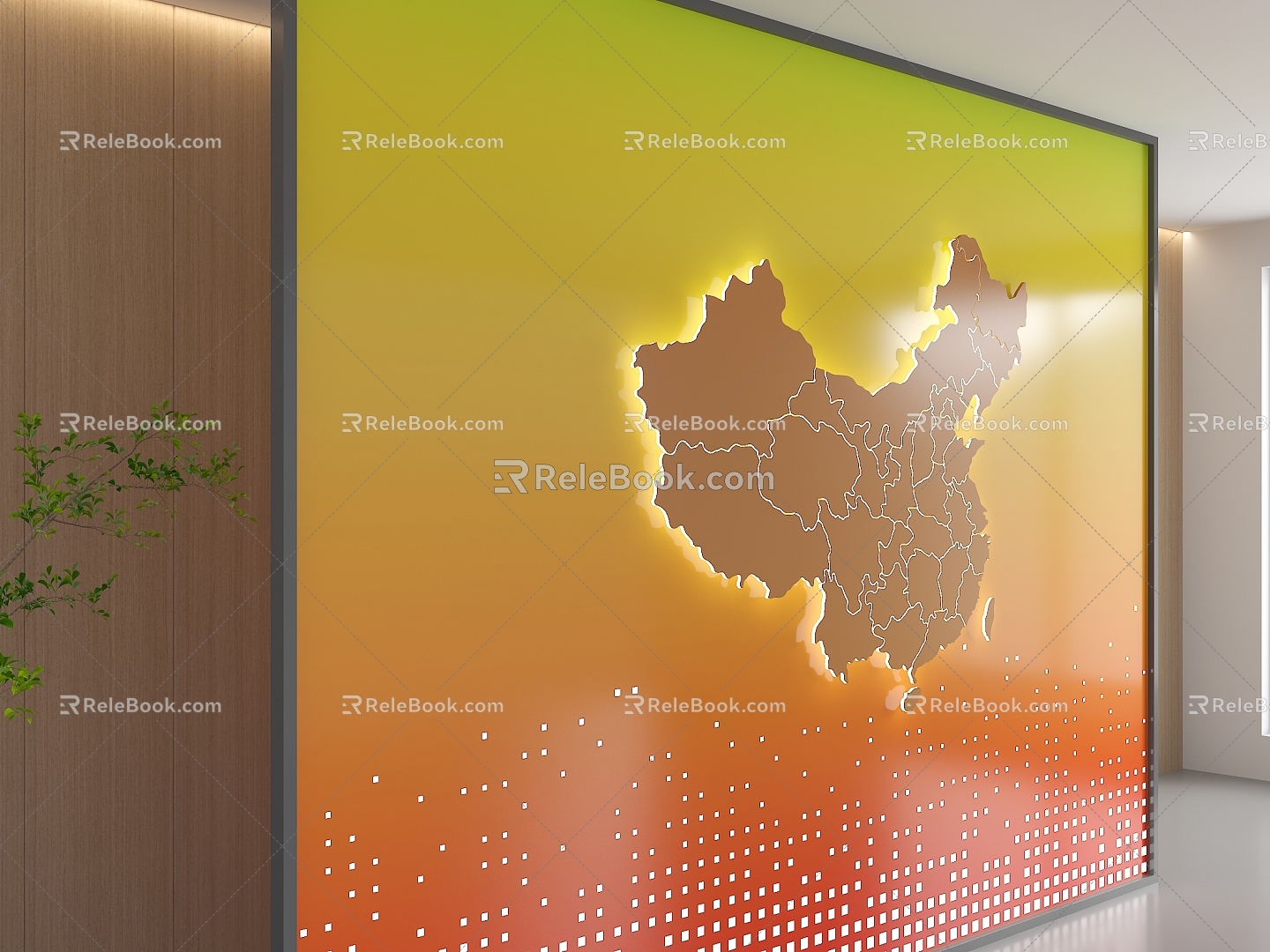 Modern China Map China Background Wall Hollow Gradient Background Wall Punched Plate Background Company Front Desk Background Wall Map Background Wall Gradient Hole Back 3d model