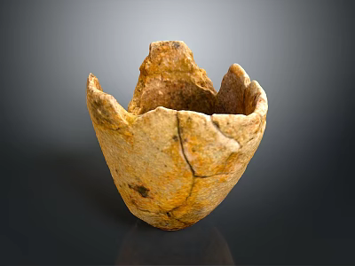 Rustic Antique Clay Sculptural Carving With Cracked Texture And Handcrafted Form 3d model