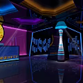 Modern KTV Interior Design With Neon Lighting And Comfortable Sofa Seating 3d model