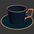 Elegant Dark Green Cup With Gold Rim And Handle On Matching Saucer