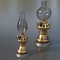 Kerosene lamp oil lamp old kerosene lamp retro lamp glass lantern nostalgic oil lamp everbright lamp alcohol lamp camping lamp simple model low model game 3d model