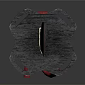Traditional Samurai Sword Featuring Red Handle Golden Accents And Sharp Blade