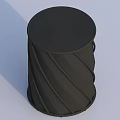 Modern Black Cylindrical Stool With Diagonal Stripe Design And Sleek Surface 3d model