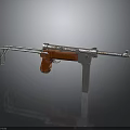 Vintage Submachine Gun With Wooden Stock And Metal Barrel Components