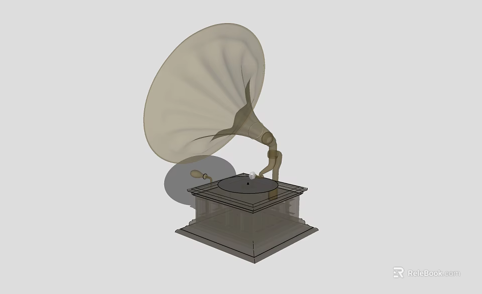 Vintage Gramophone Audio Equipment With Elegant Horn And Turntable Base Design 3d model 