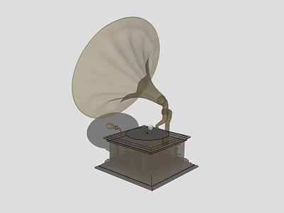 Vintage Gramophone Audio Equipment With Elegant Horn And Turntable Base Design 3d model