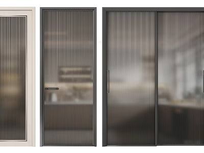 Modern Hinged Doors With Ribbed Glass In White Black For Interior Home Office Design 3d model