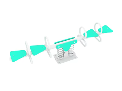 Green And White Spring Seesaw Playground Equipment For Outdoor Kids Play 3d model