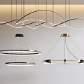Contemporary Modern Chandelier Designs With Curved Lines Circular Rings And Metal LED Frames