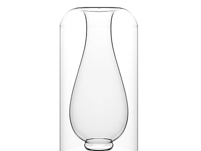 Minimalist Transparent Glass Decorative Ornament Set With Cloche And Vase Design 3d model