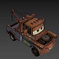 Animated Rustic Brown Truck Character With Big Eyes And Friendly Smile