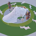 Modern Tensioned Film Viewing Tower Square Rest Space Awning 3d model