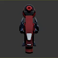 Red Futuristic Mechanical Weapon Arm With Cannon And Metallic Joints