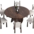 Wind dining table and chair combination 3d model