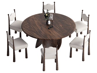 Wind dining table and chair combination 3d model