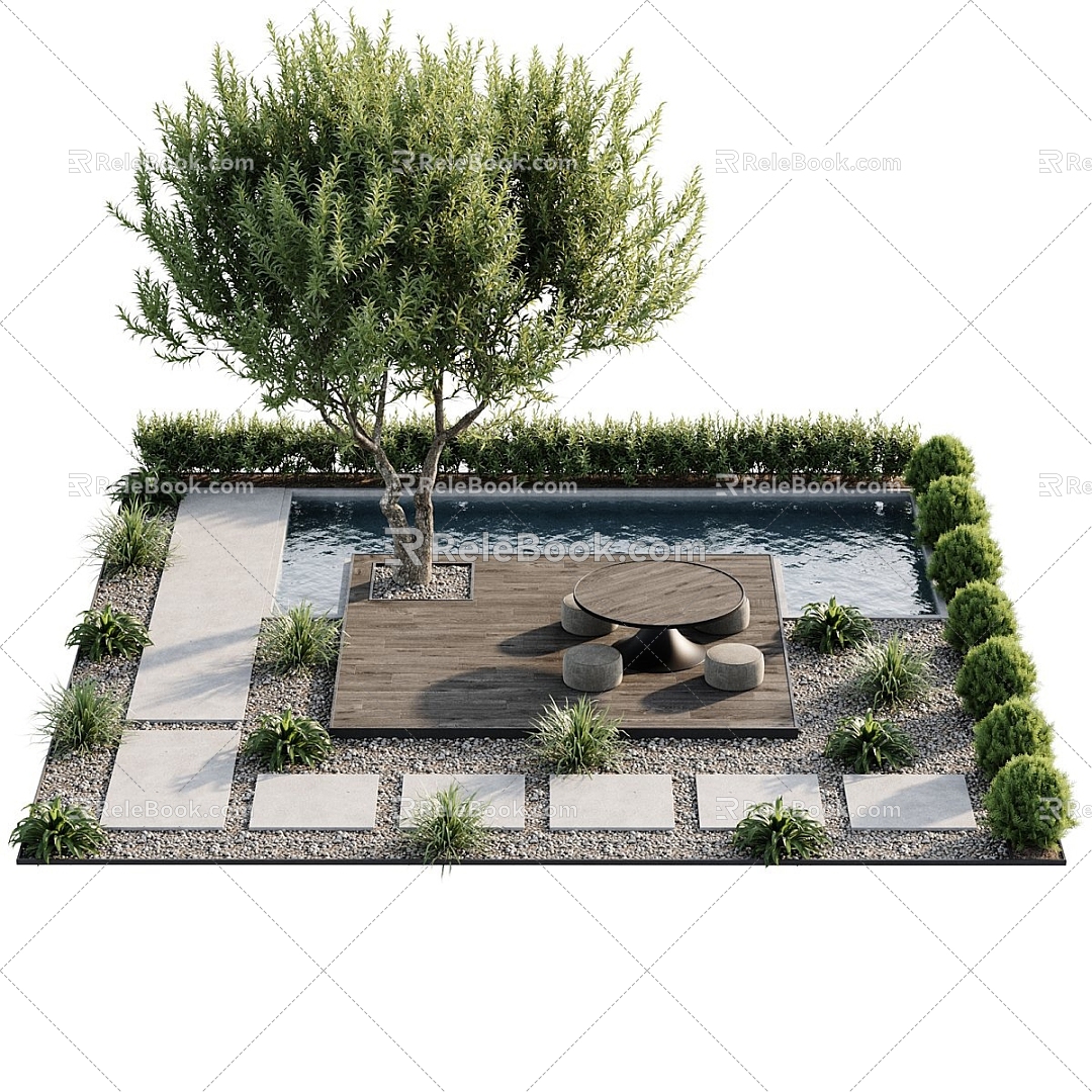 Modern Garden Villa Courtyard Landscape Courtyard model