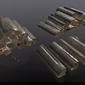 Natural Stone and Wood Display Featuring Stacked Pieces in Various Shapes and Rustic Texture